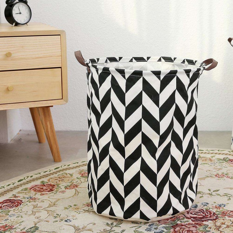 Folding Geometry Canvas Laundry Basket Clothes Toy Bucket Storage Organizer