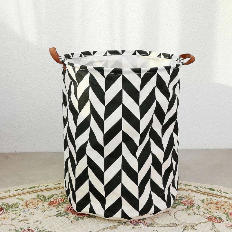 Folding Geometry Canvas Laundry Basket Clothes Toy Bucket Storage Organizer